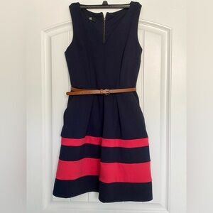 Iz Byer A-Line Pleated Mini Dress Blue and Pink